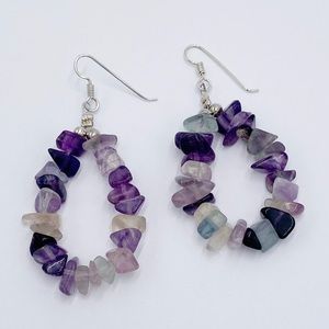 Natural Stone Chip Dangle Earrings